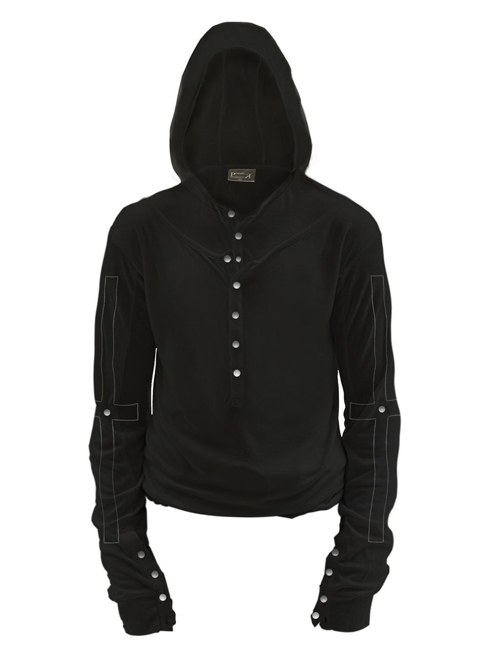 Cross Embroidered Slim Layer Hoodie