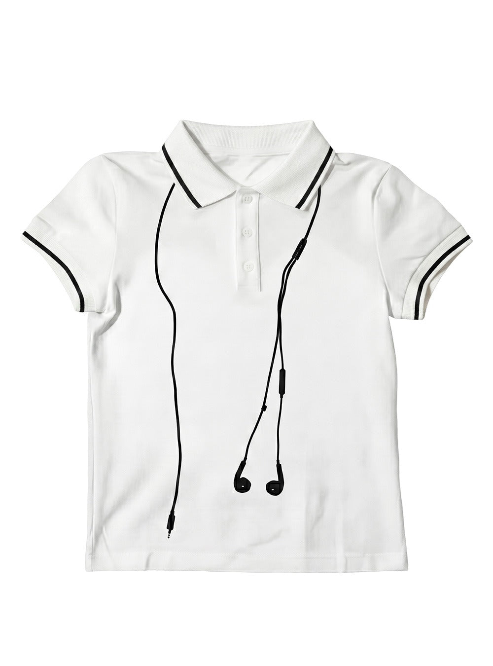 Unisex Earphone Graphic Cropped Polo