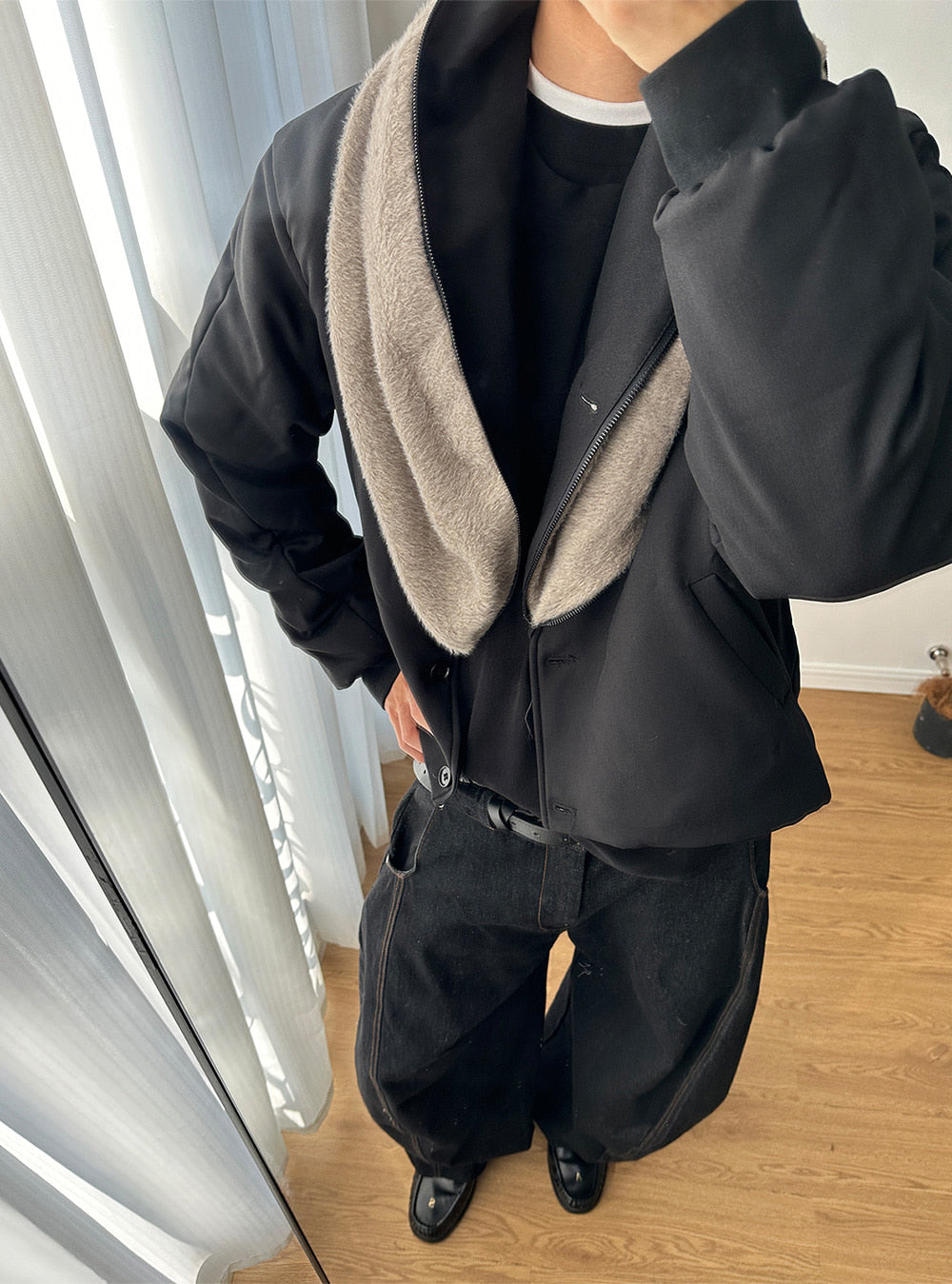 Luxury Fur Lapel Wool Jacket