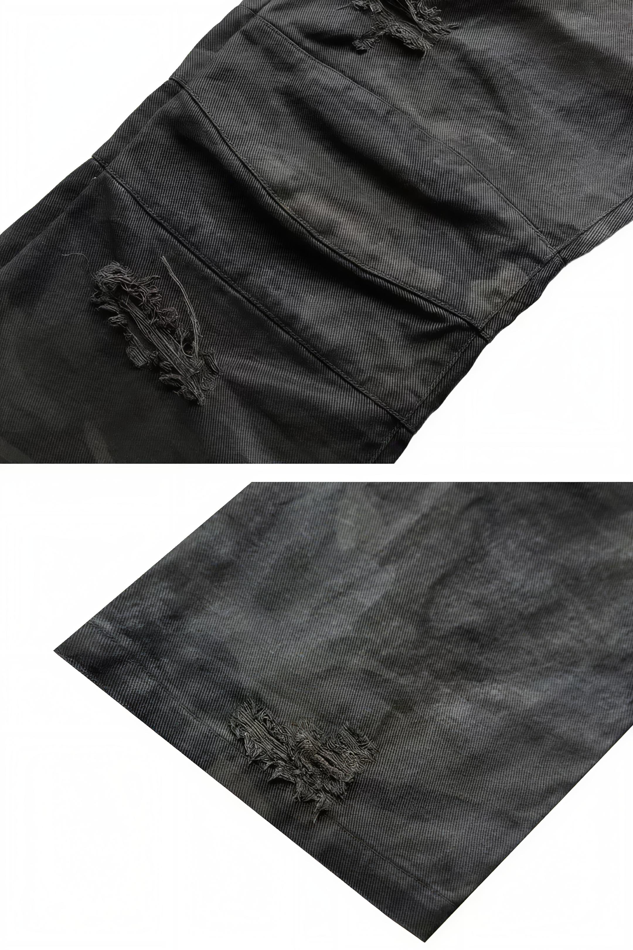 Wax Coated Camo Distressed Jeans