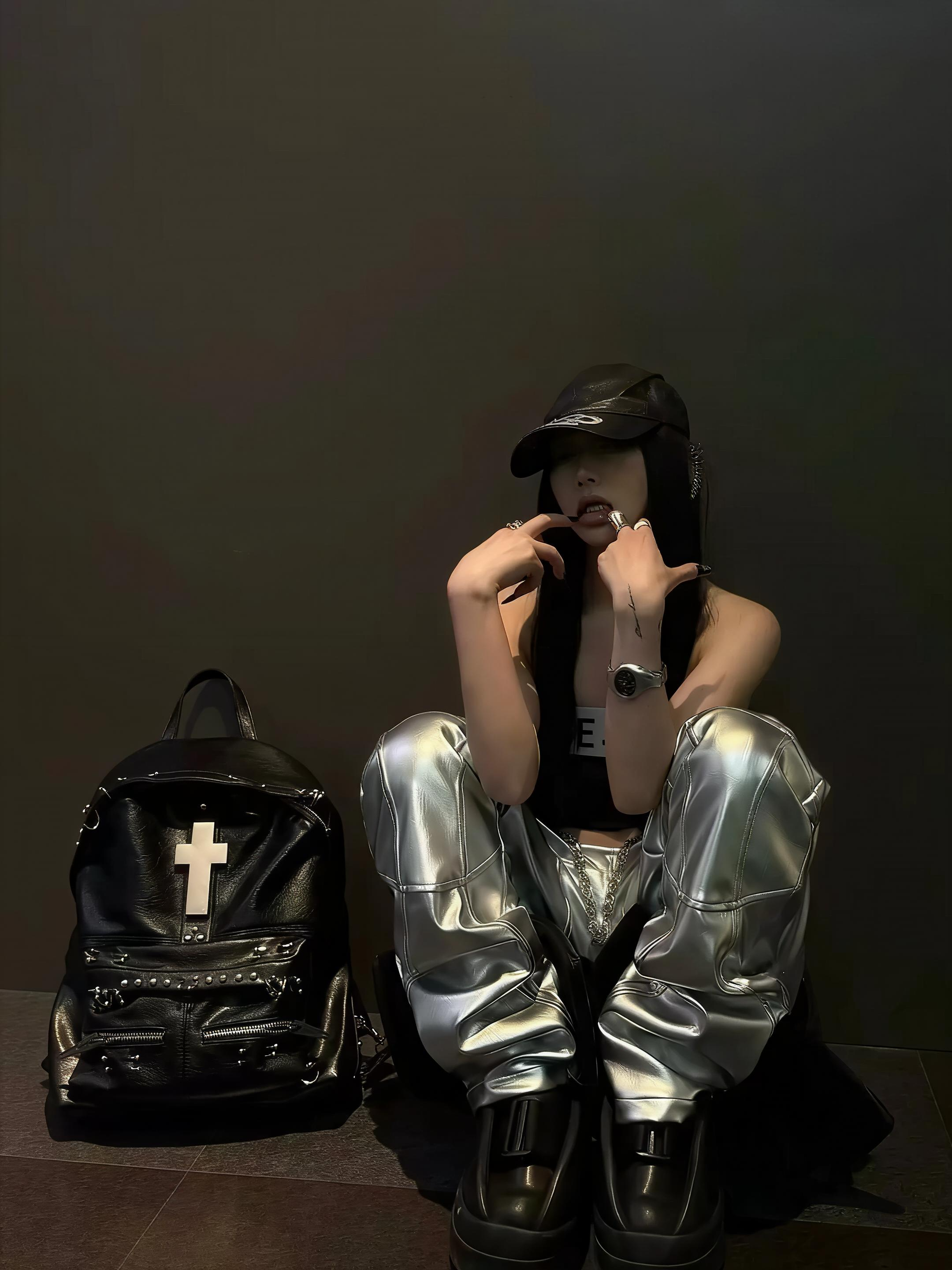 Silver Liquid Leather Pants