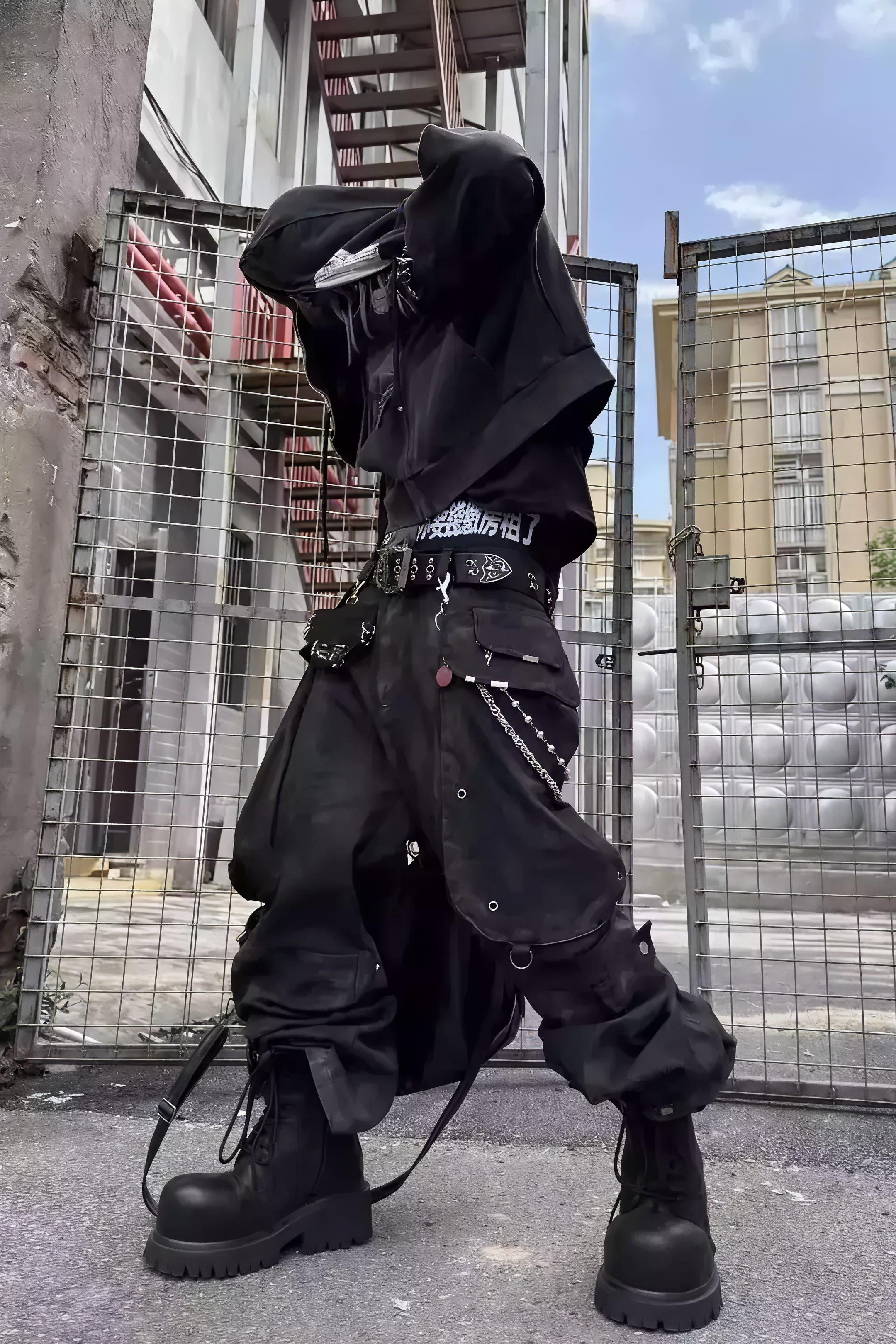 Brushed Dirty Painted Flared Cargo Pants