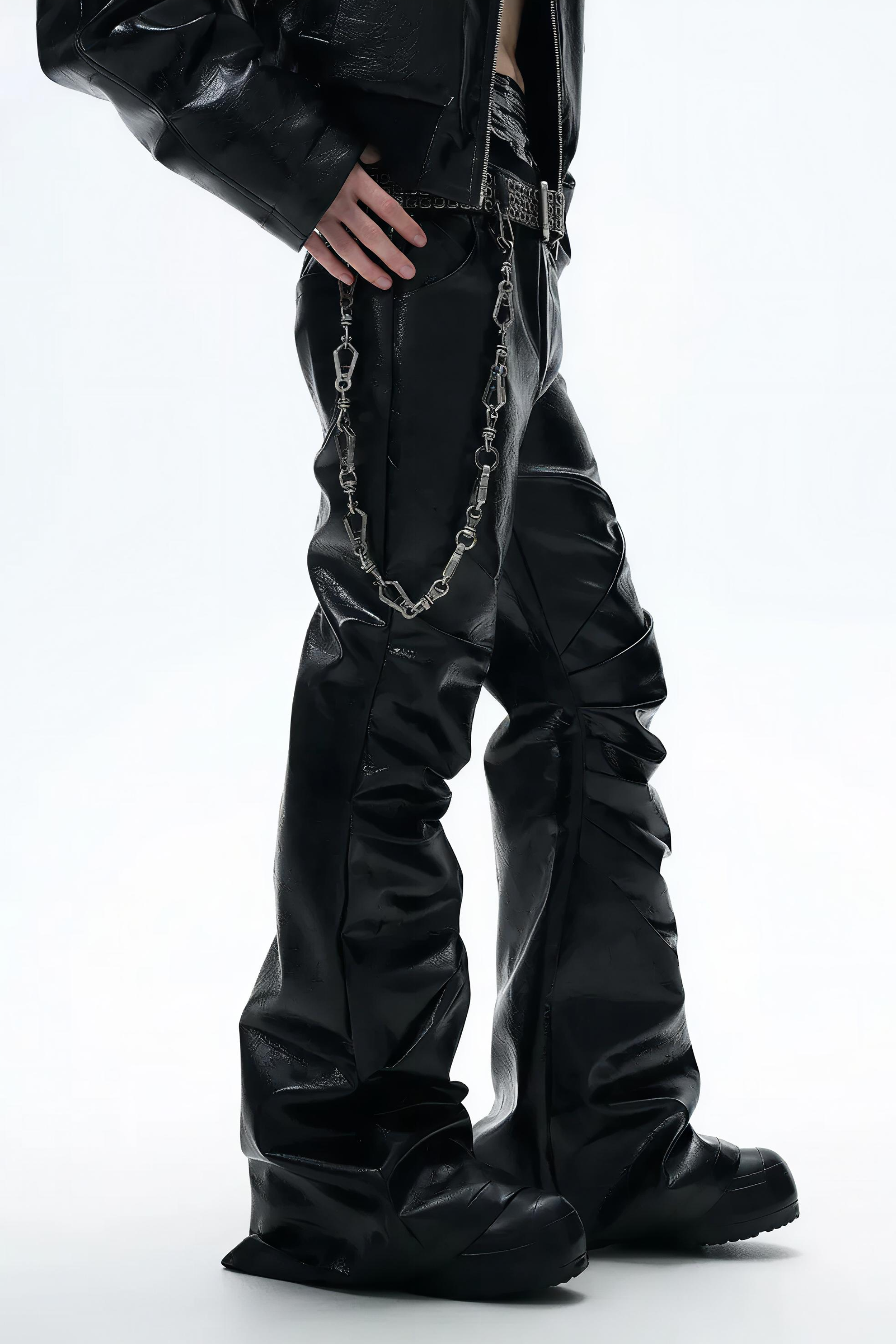 Radiant Pleat Leather Pants