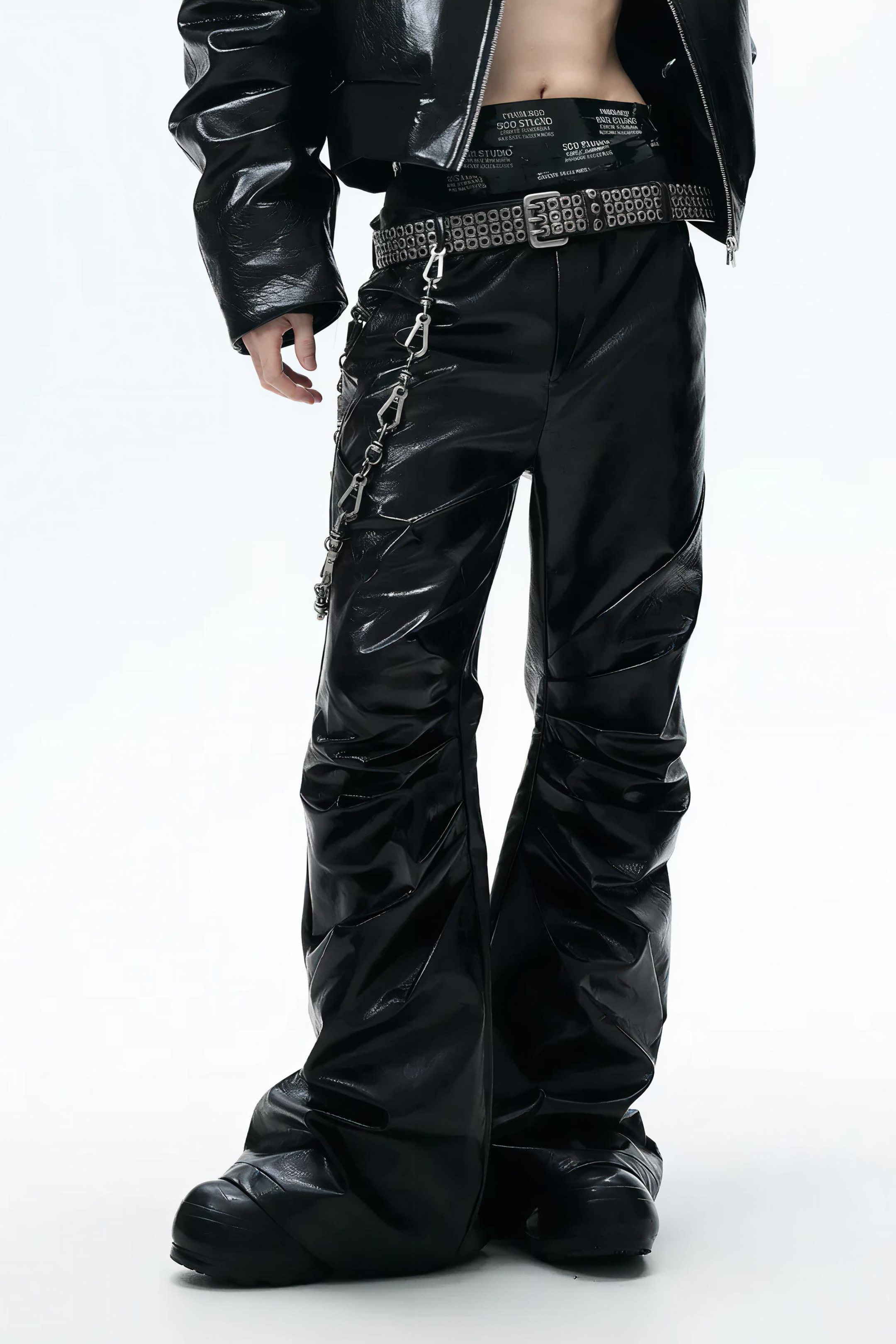 Radiant Pleat Leather Pants