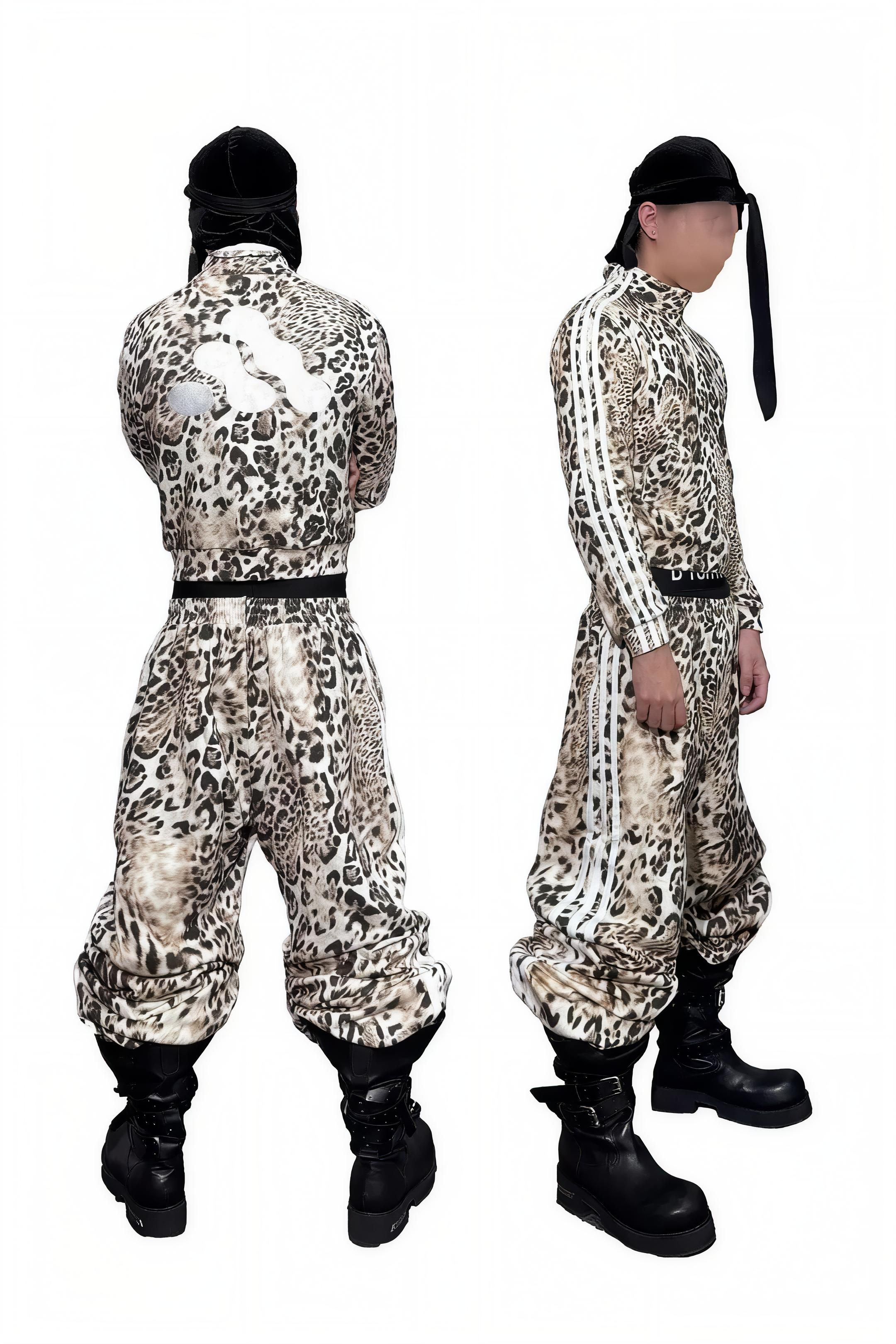 Leopard Print Adida$ Bootleg Sports Pants