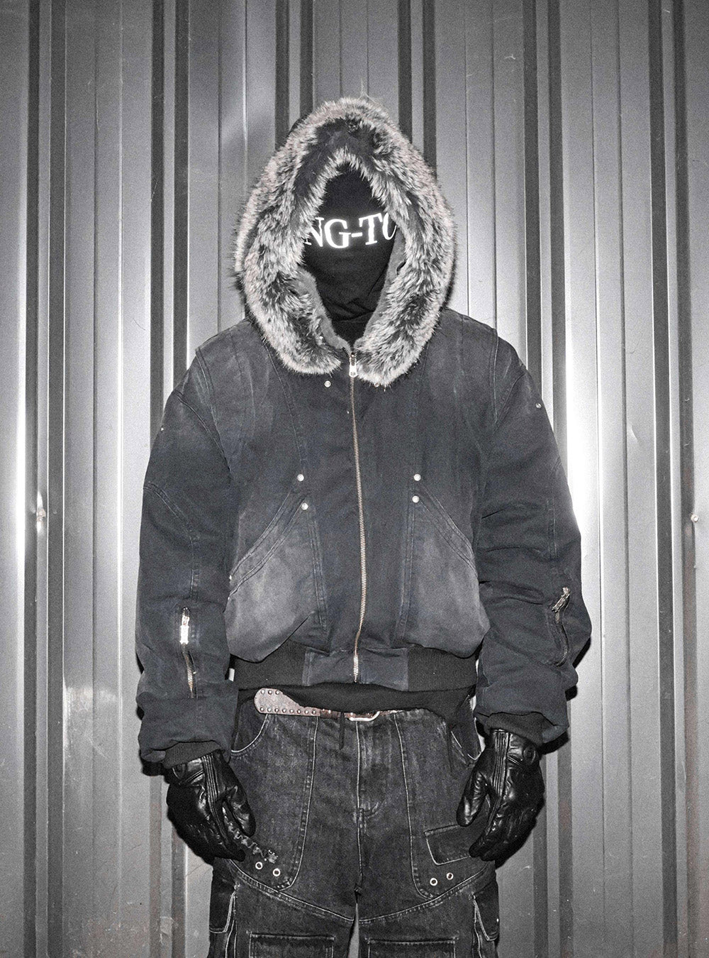 Dual Face Fur Collar Bomber
