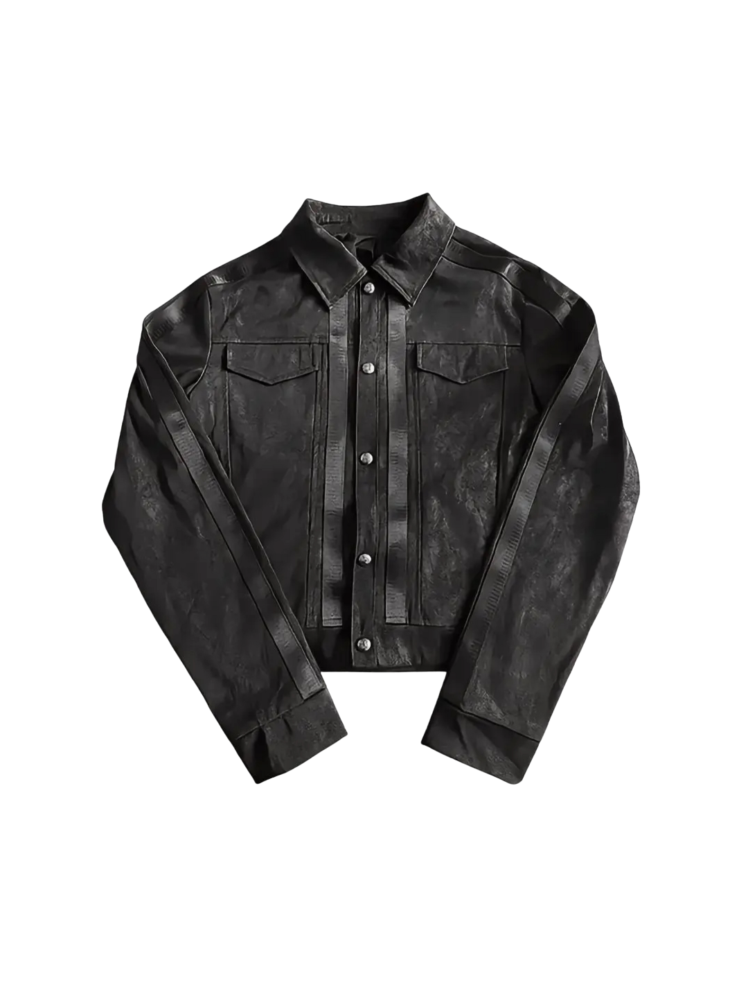 Caged Bird Vein Textured Leather Jacket