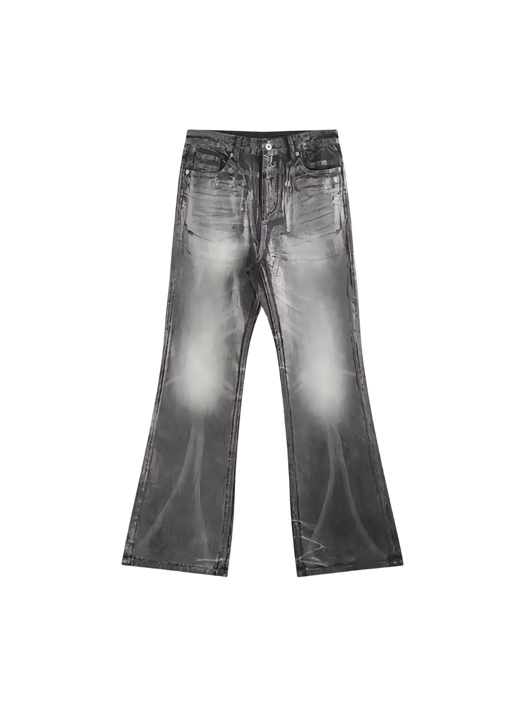 Crack Brush and Faded Flare Jeans