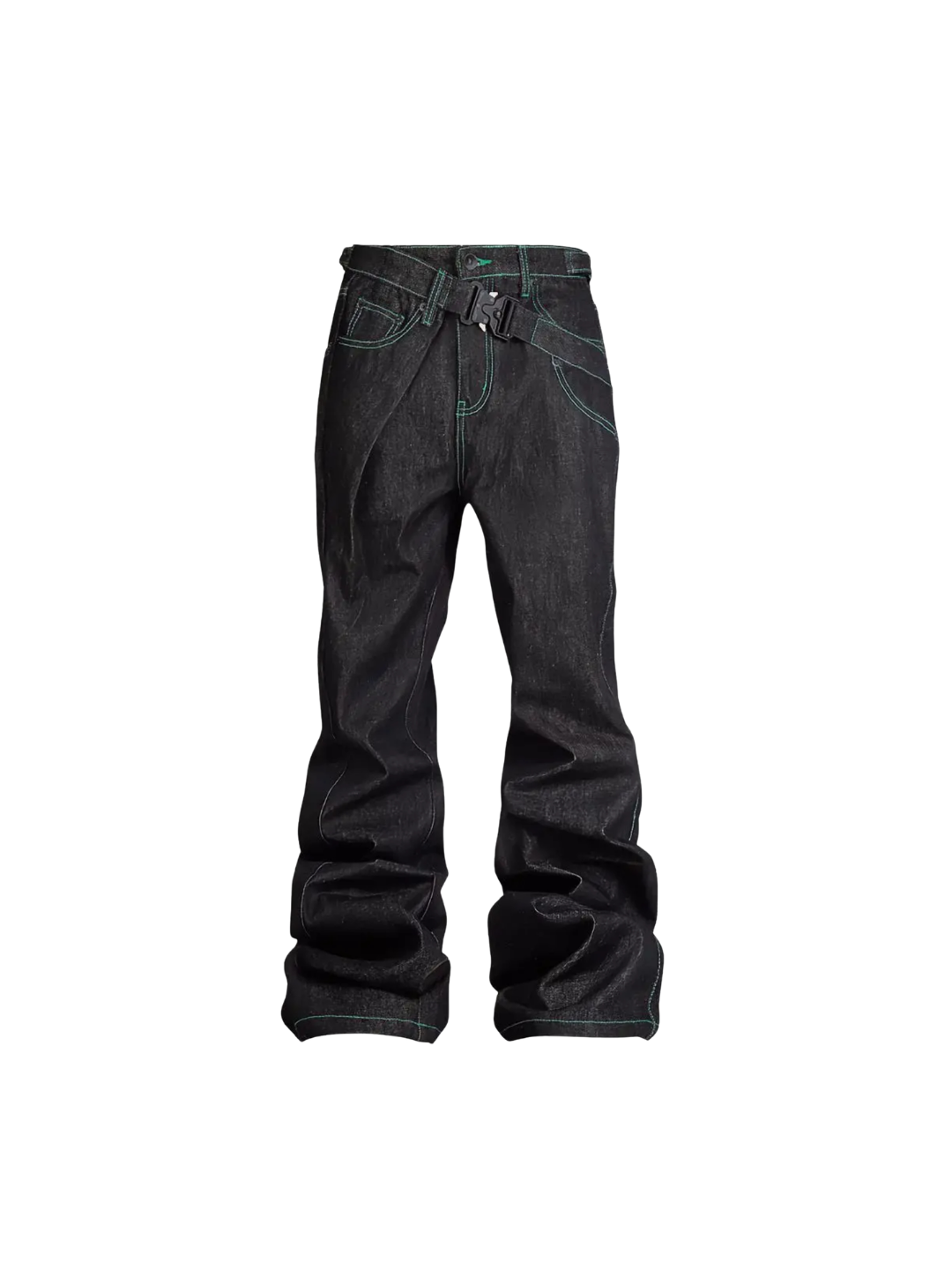 Embroidered Unslicked Raw Color Raw Denim Trousers