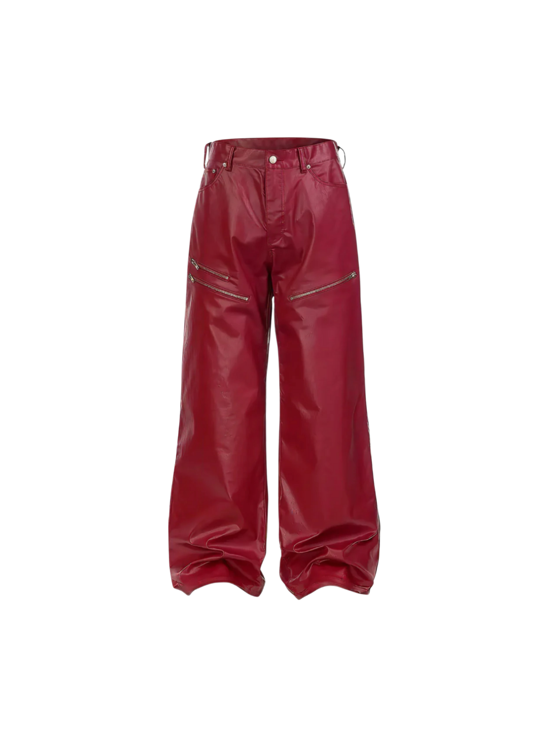 ЯЁD Liquid Metal Red Straight Leg Wax Pants