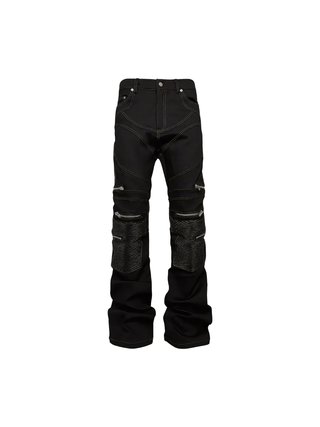 Leather Paneled Zipper Pants