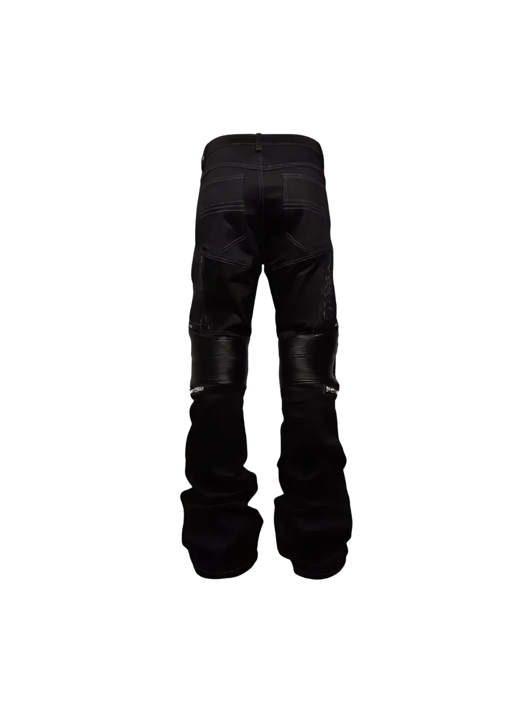 Leather Paneled Zipper Pants