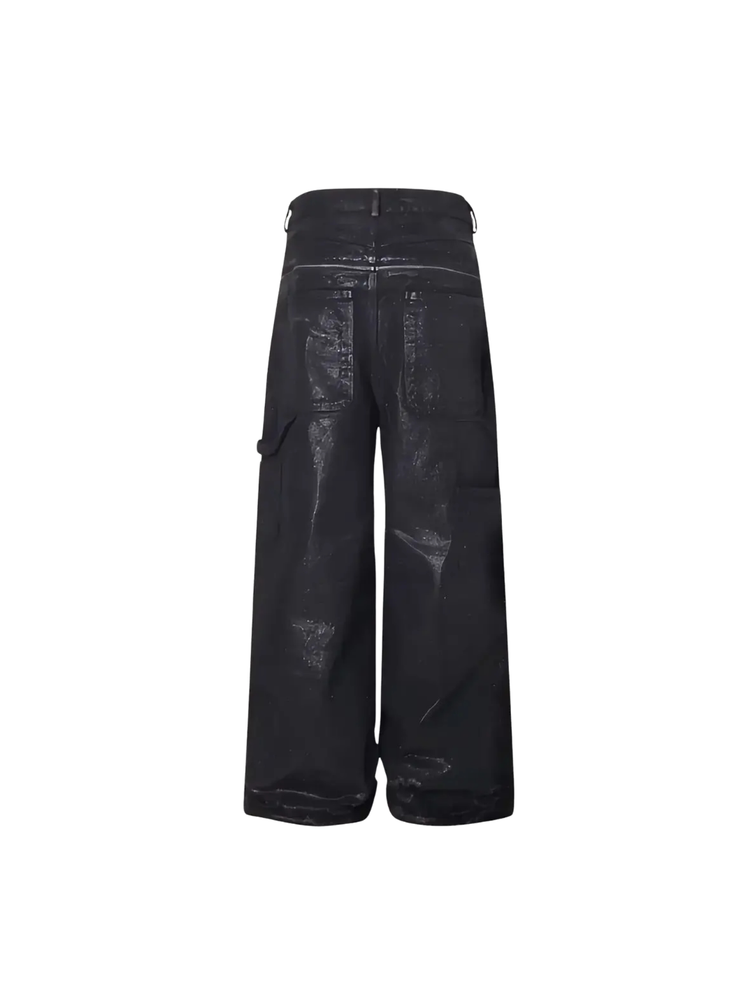 Silver Waxed Damaged Zip Pants