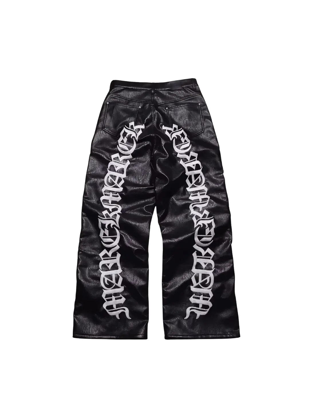 Sanskrit Embroidery Wide Leather Pants