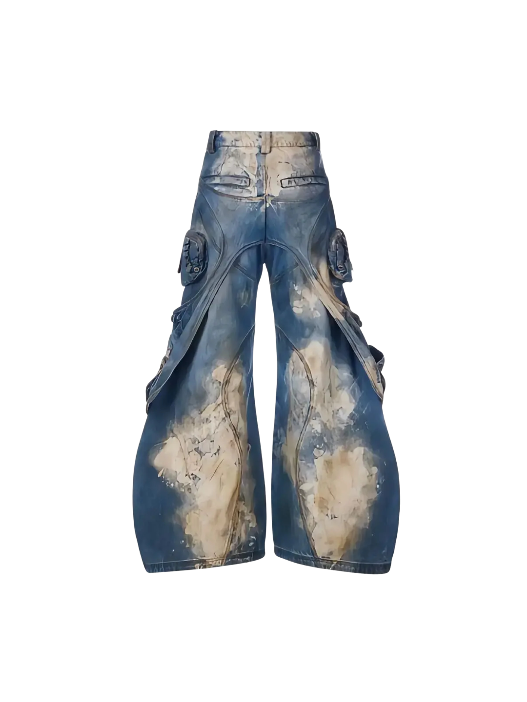 Embroidered Blue to White Gradient Denim Jeans