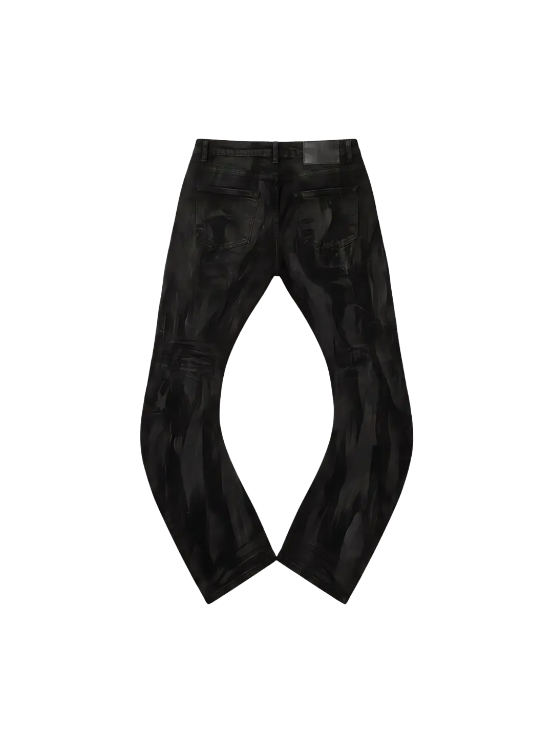 Dark Waxed Curved Biker Jeans