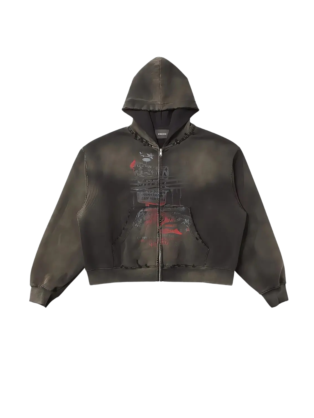 Red Hawk Damage Wash Hoodie