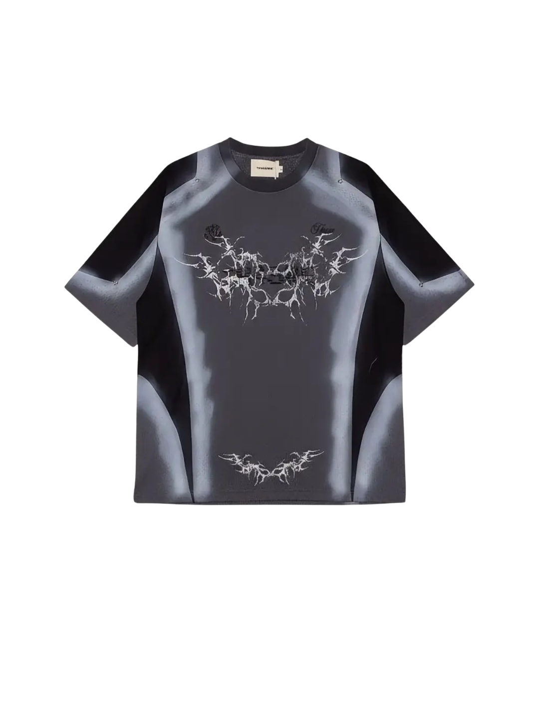 Thorn Pattern Dirty Art Studded Jersey T-shirt