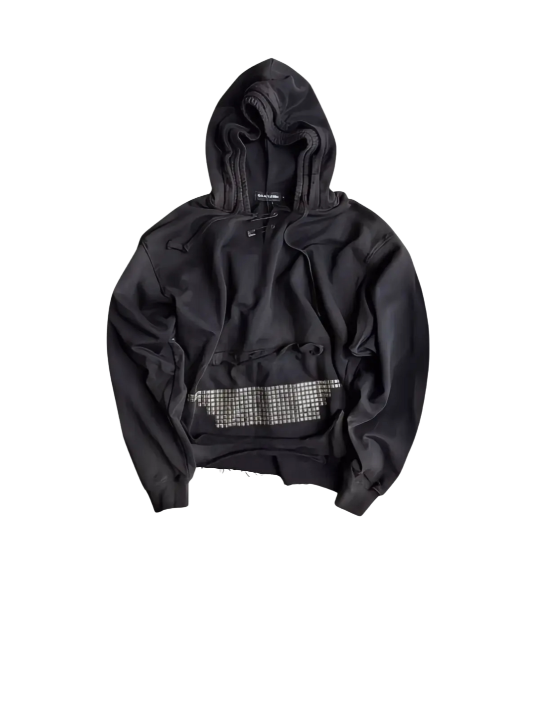 Rhinestone and Rivet Short Wide Leg Washable Sprayed Hoodie
