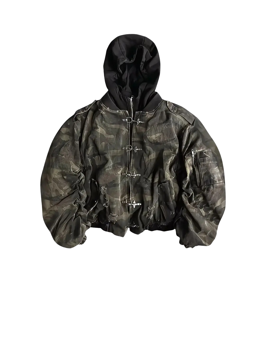 Washed Camouflage Bomber Jacket with Thickened Cotton