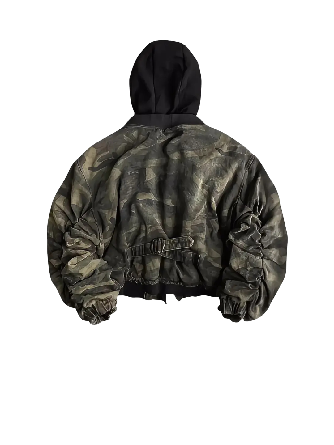 Washed Camouflage Bomber Jacket with Thickened Cotton