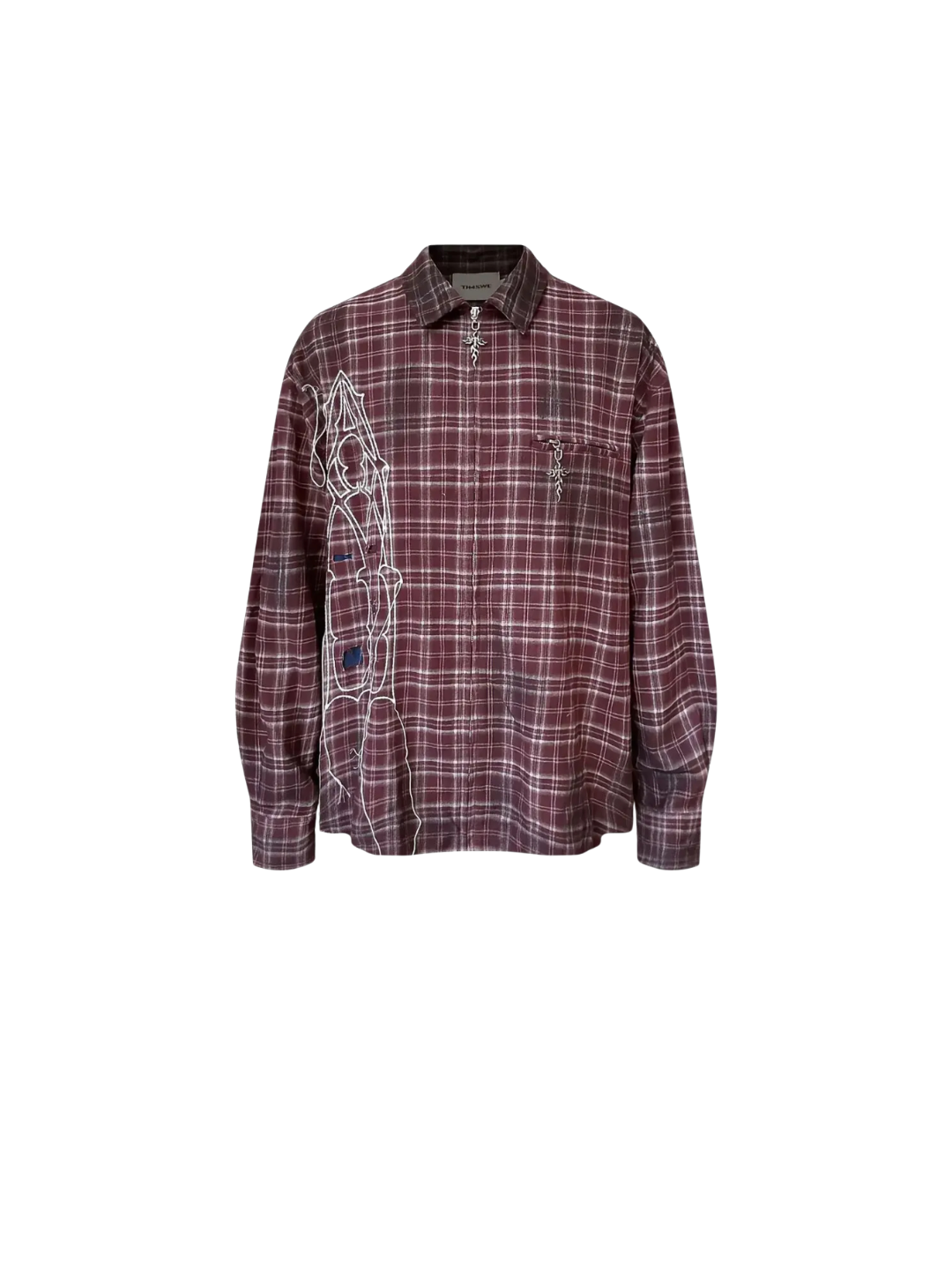 Dark Waxed Plaid Zip Shirt Jacket