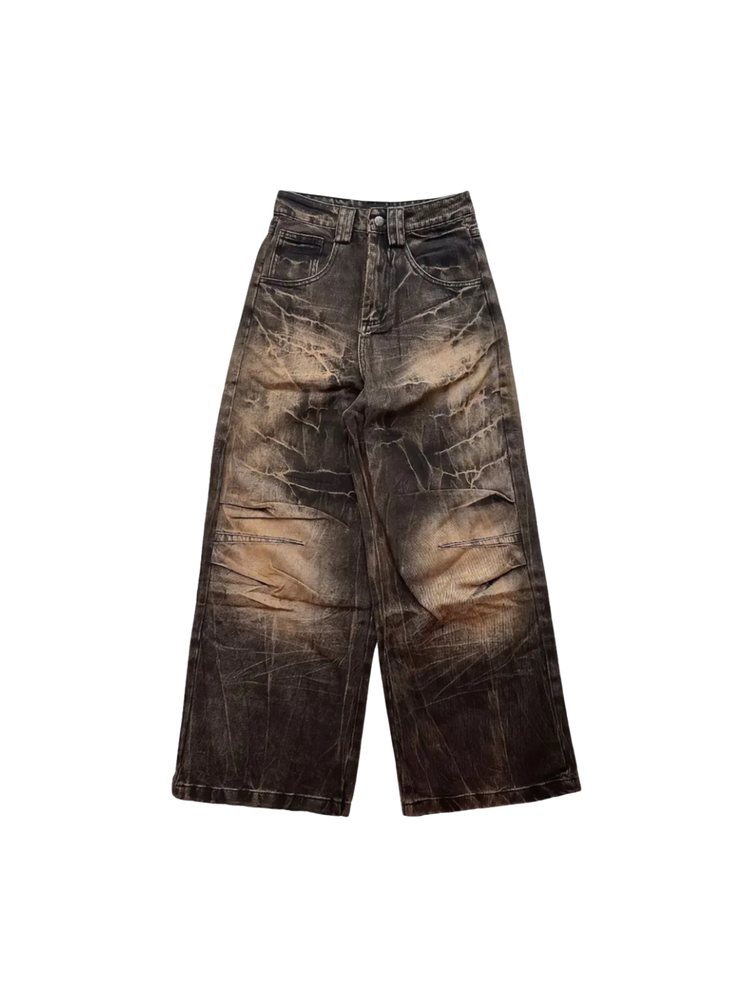 Mud Dyed Lightning Cracked Wide Leg Jeans
