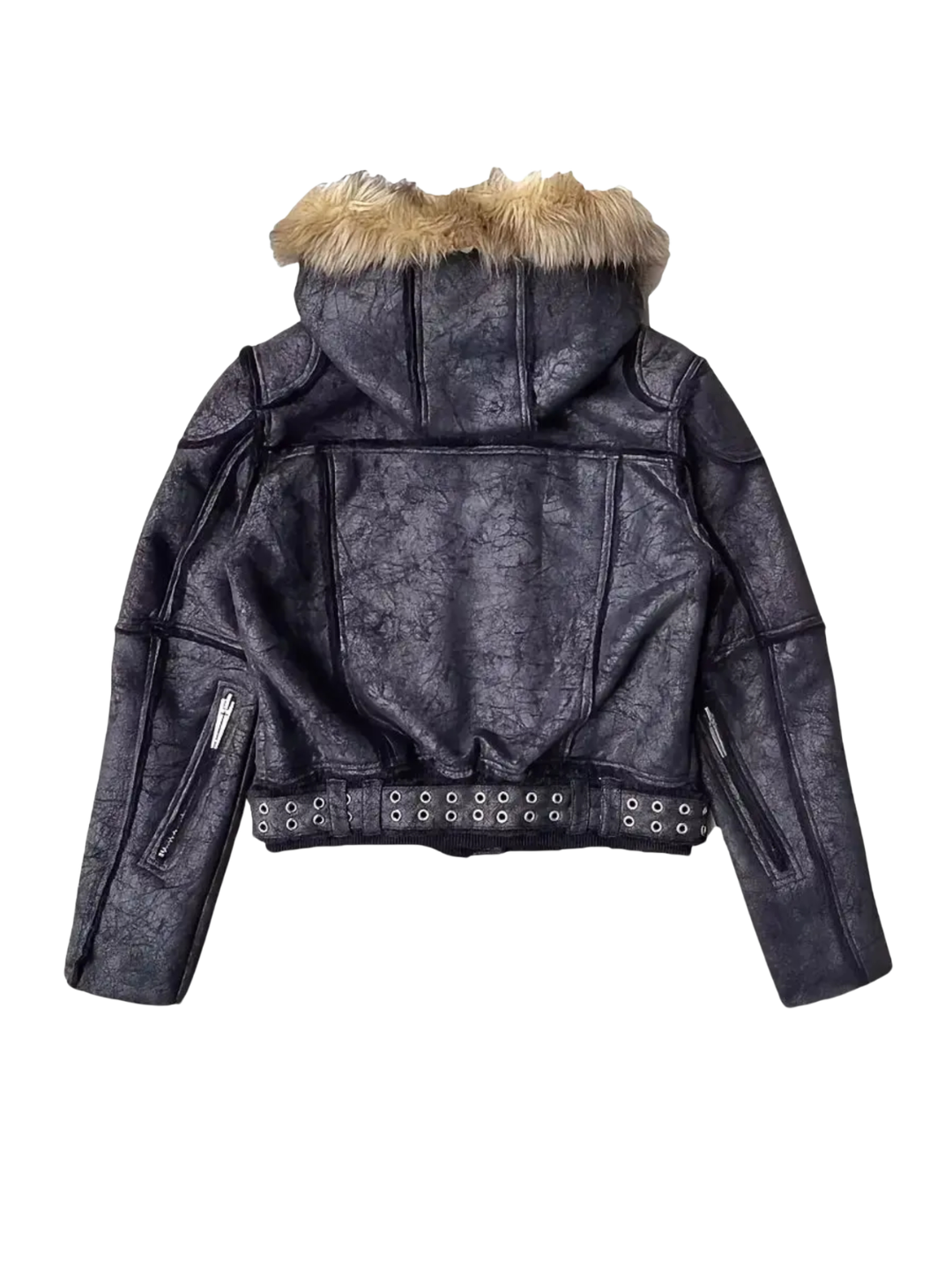 WØR Detachable Fur Collar Leather Jacket