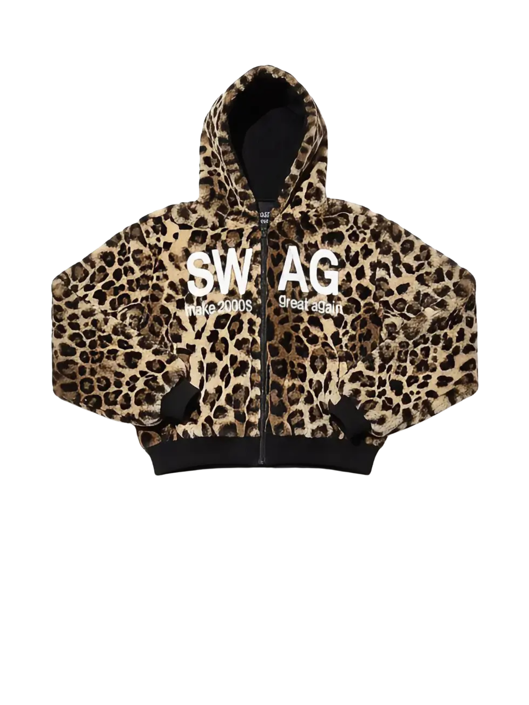 Leopard Faux Fur & Black Polar Fleece Reversible Jacket
