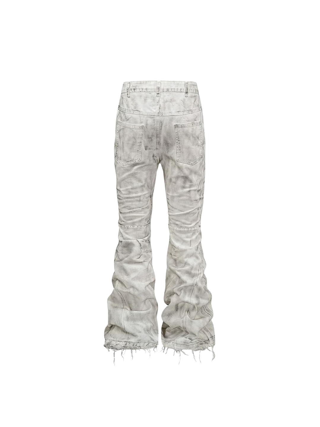 White Distressed Flare Denim Pants