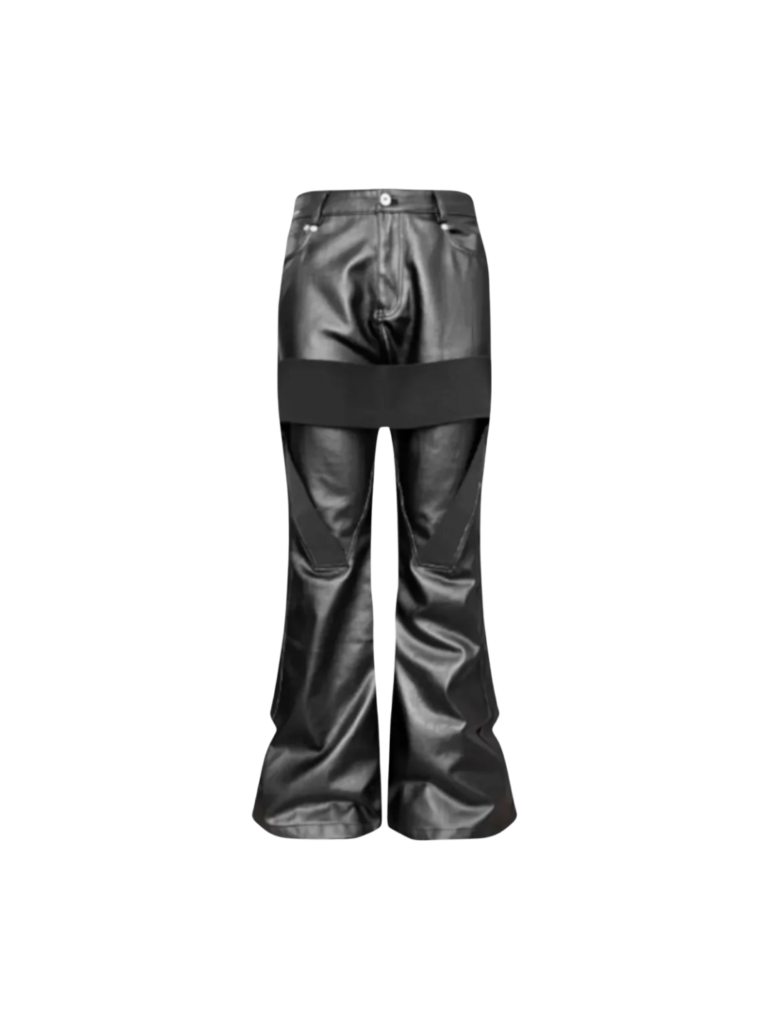 Banded Wax Leather Bell Pants
