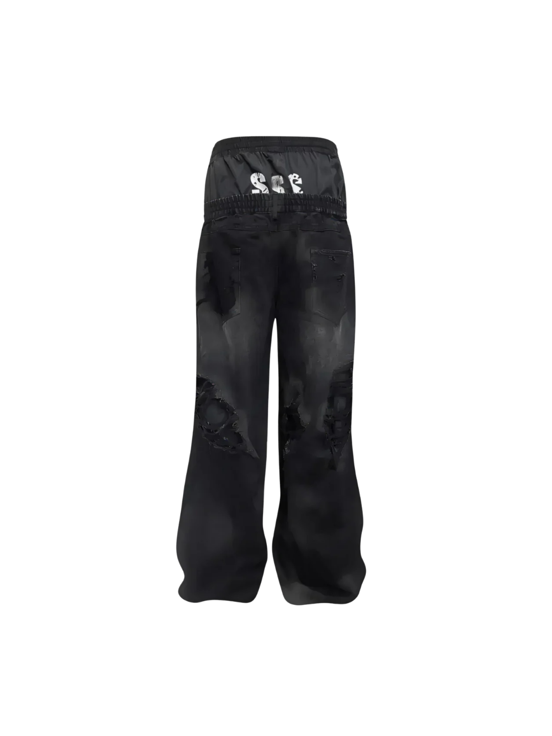 Dual Waist Distressed Baggy Jeans