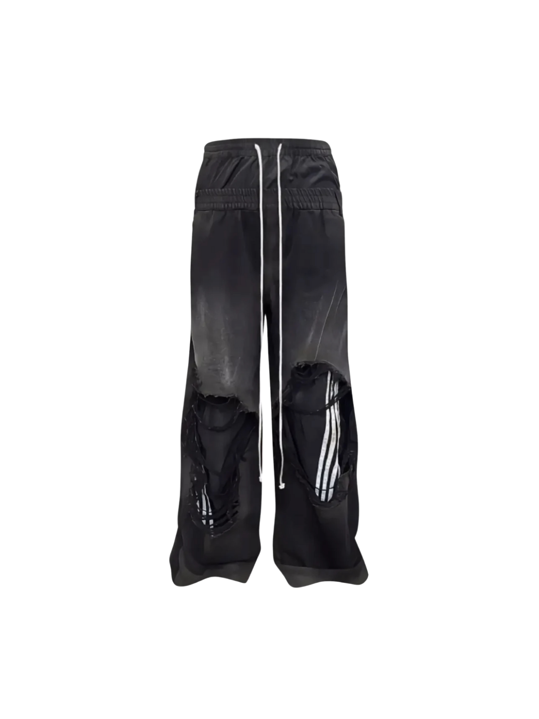 Dual Waist Distressed Baggy Jeans