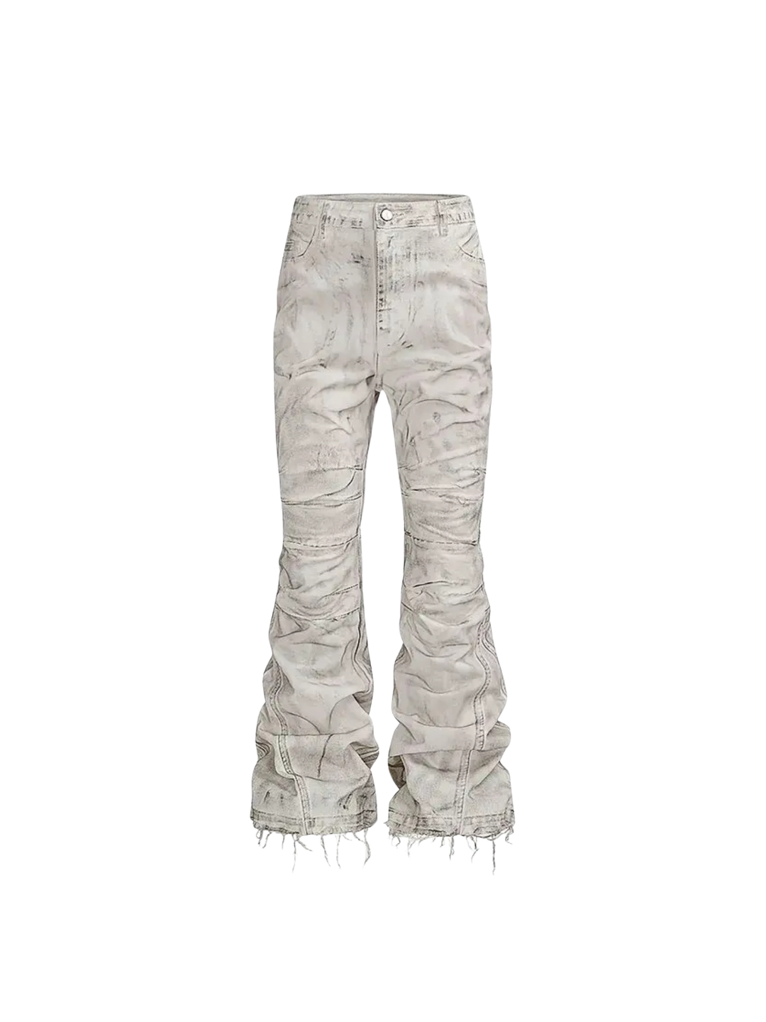 White Distressed Flare Denim Pants