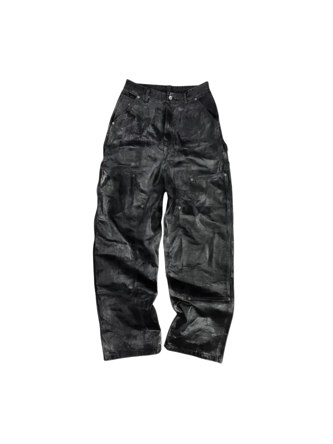 Hand Painted Wax Silver Powder Coated Straight Leg Wide Leg Lumberjack Pants
