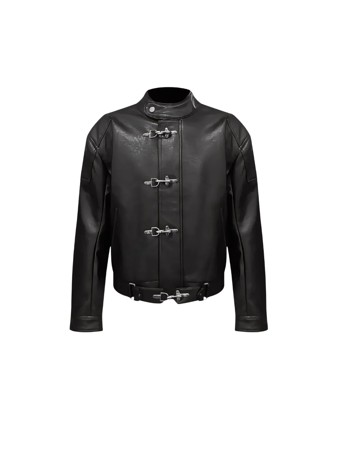 Buckle Closure Leather Jacket