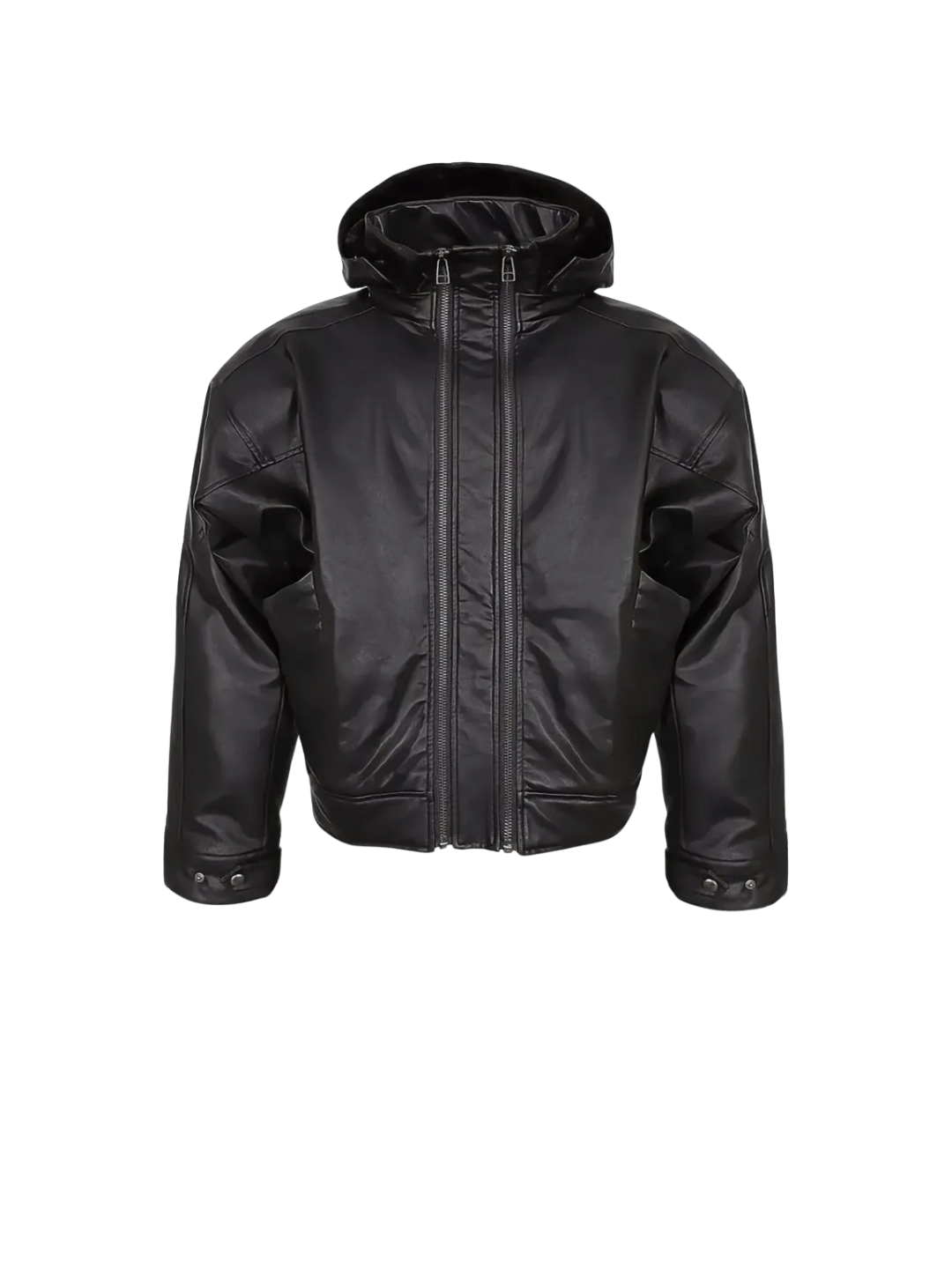 Back Hidden Detachable Double Zipper Angora Rabbit Fur Armor Leather Jacket
