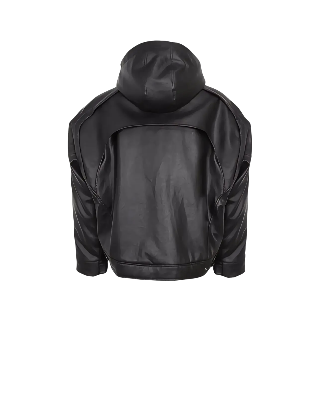 Back Hidden Detachable Double Zipper Angora Rabbit Fur Armor Leather Jacket