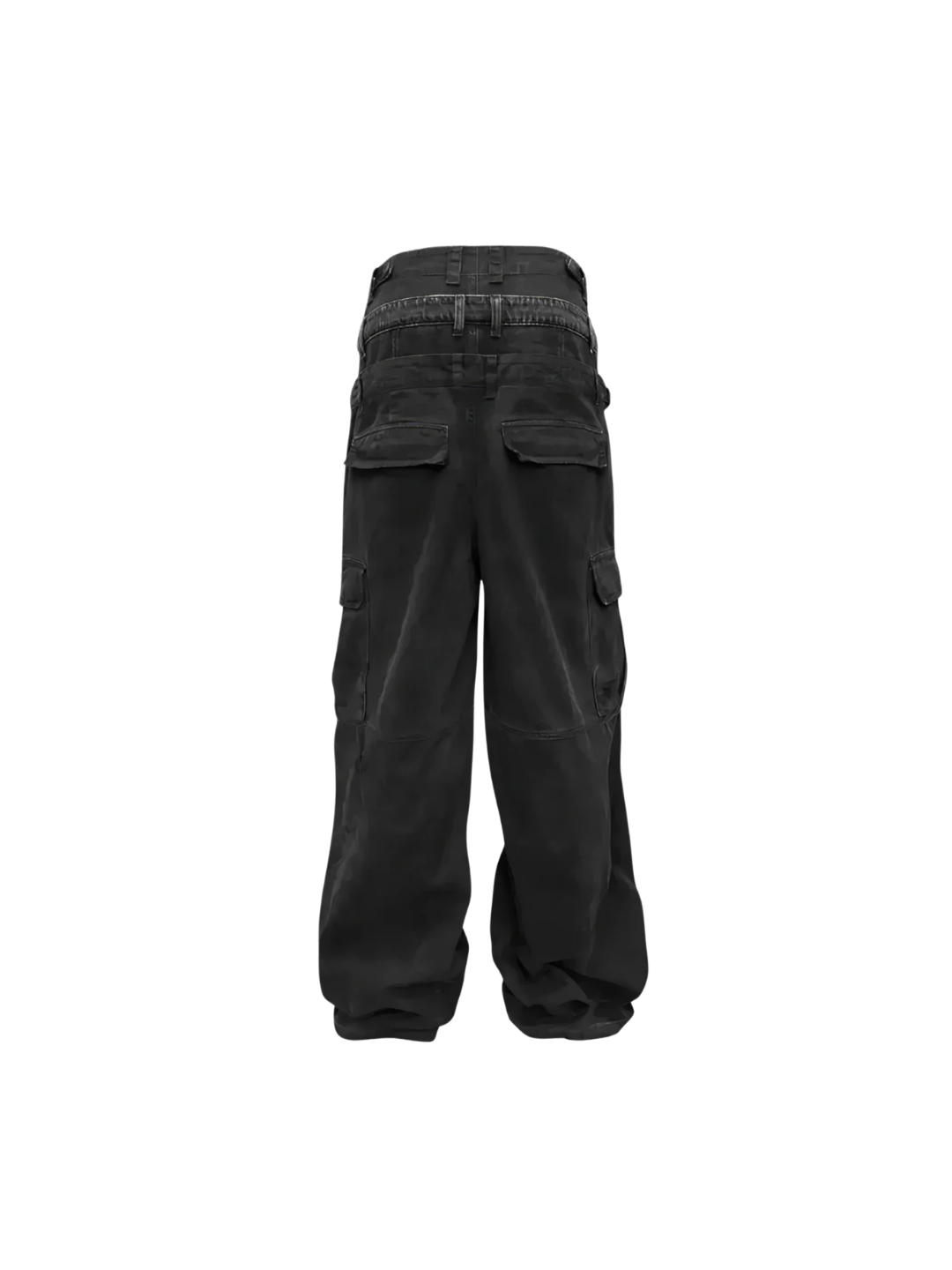 Triple Waistband Distressed Cargo Jeans
