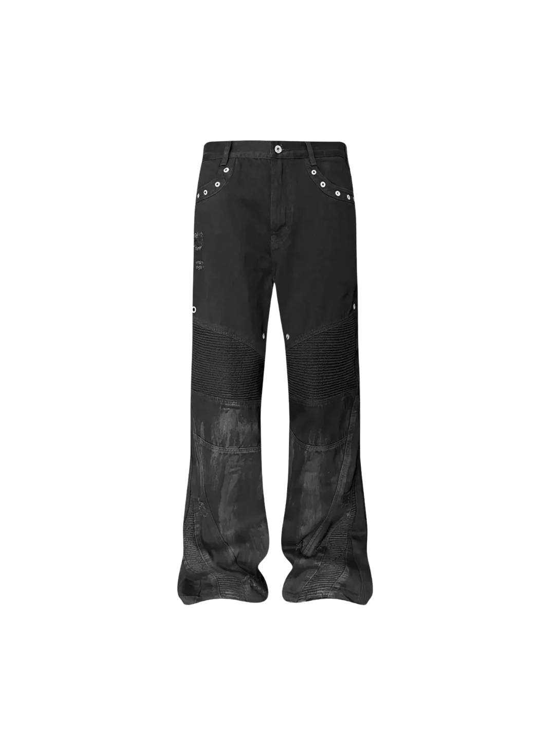 Dark and Avantc Garde Flare Wax Double Zipper Motorcycle Pants