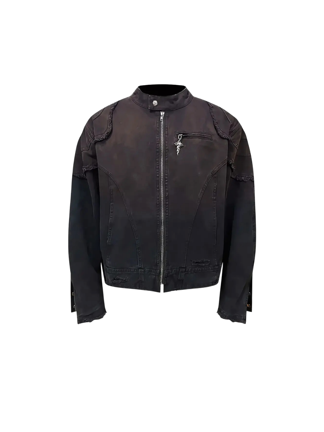 Dark Gradient Spray Paint Zip Up Motorcycle Jacket