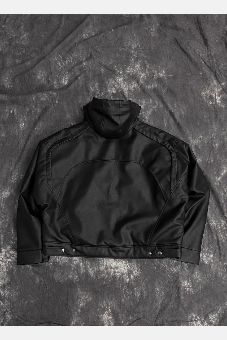 Back Hidden Detachable Double Zipper Angora Rabbit Fur Armor Leather Jacket