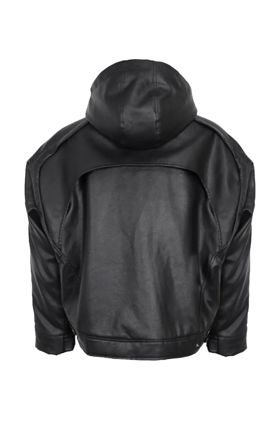 Back Hidden Detachable Double Zipper Angora Rabbit Fur Armor Leather Jacket