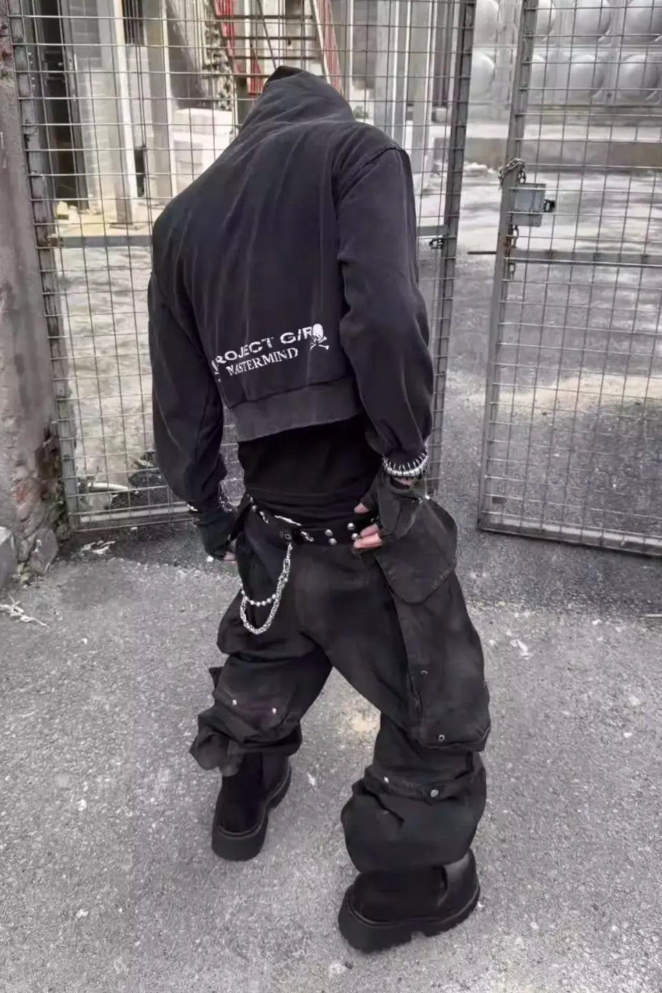 Brushed Dirty Painted Flared Cargo Pants