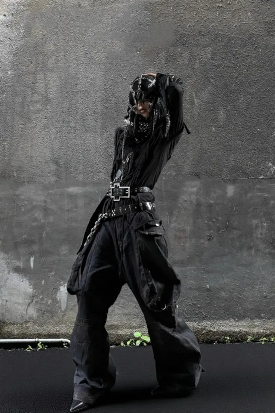 Brushed Dirty Painted Flared Cargo Pants