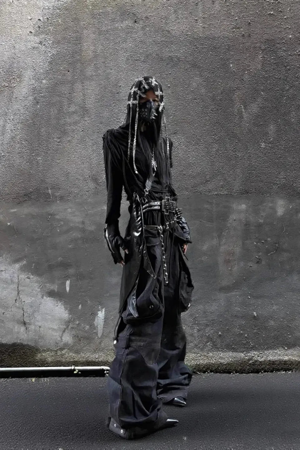 Brushed Dirty Painted Flared Cargo Pants