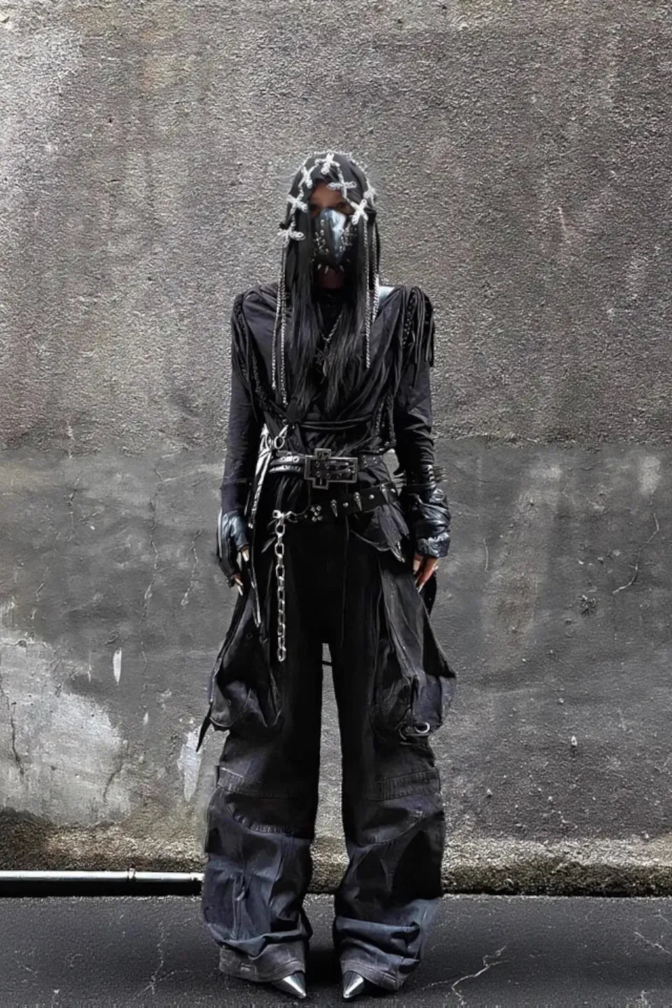 Brushed Dirty Painted Flared Cargo Pants