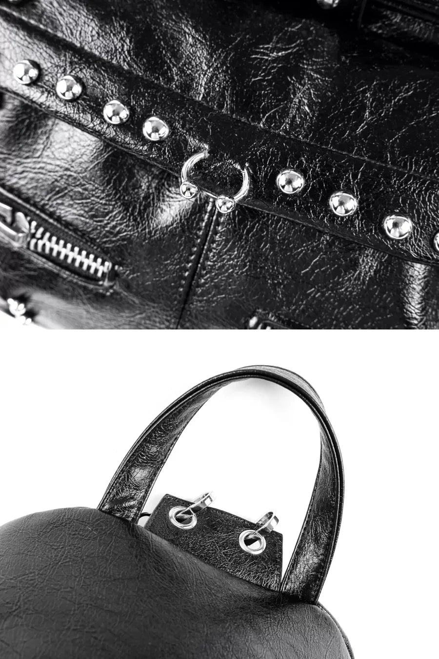 Crackle Pattern Perforated Hardware Backpack