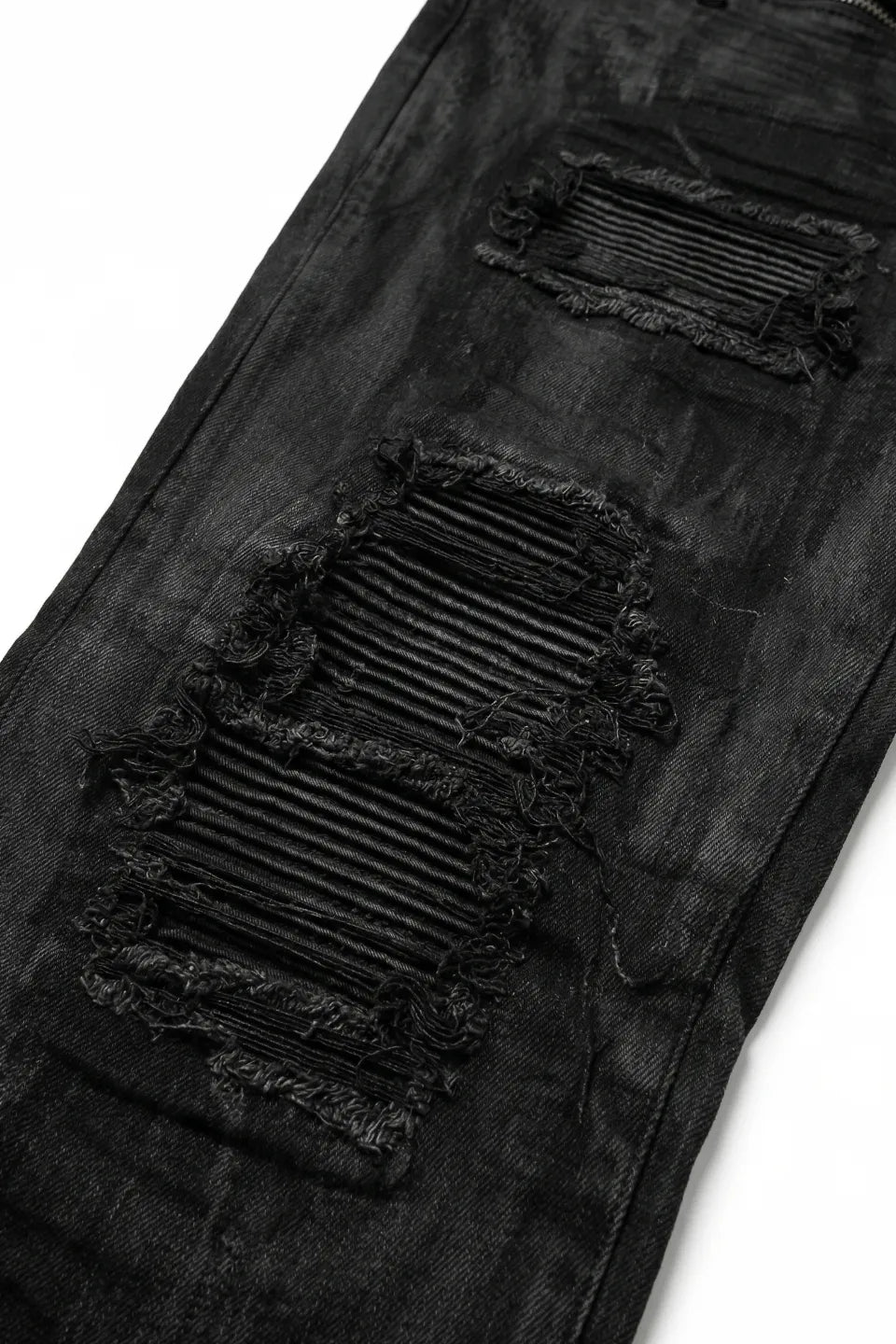 Dark Waxed Curved Biker Jeans