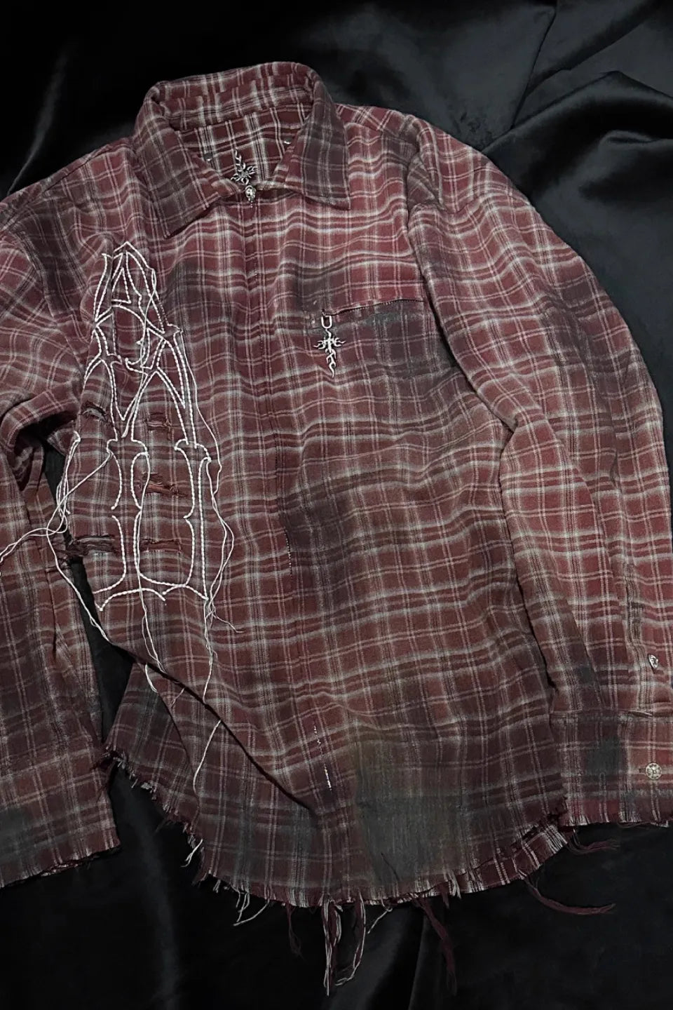 Dark Waxed Plaid Zip Shirt Jacket